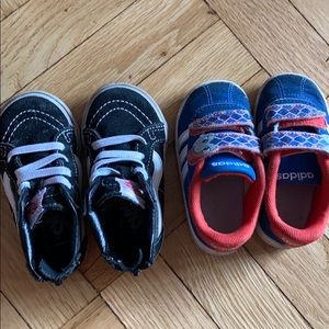 2 pairs of sneakers high top vans 5.5 & adidas 5